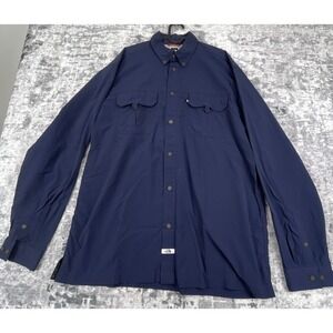 The North Face Mens XL Button Up Shirt Solid Navy Blue Gorpcore Hiking Utility